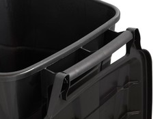 Tough 45 Gallon Wheeled Heavy Duty Plastic Garbage Can, Attached Lid, Black