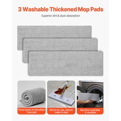 Mop and Bucket with Wringer Set 3 Mop Pads Flat Squeeze Bucket Set