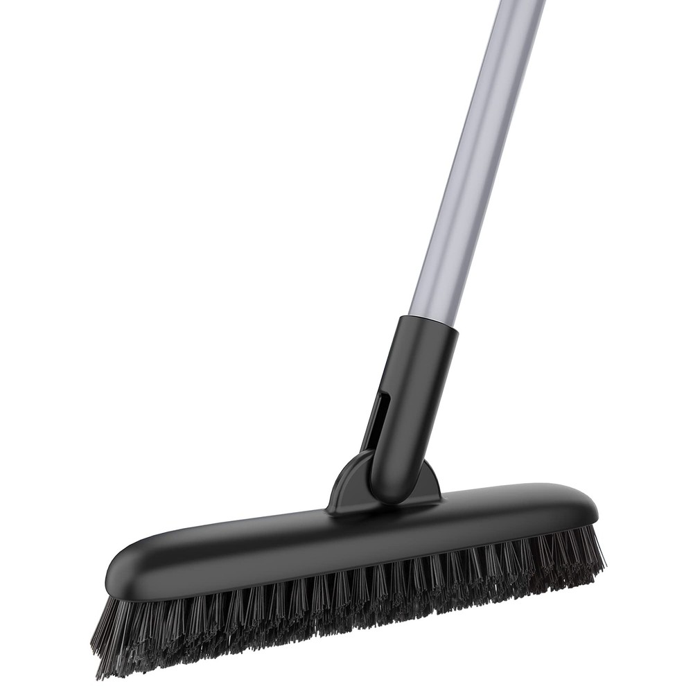 MR.SIGA Heavy Duty Grout Scrub Brush with Long Handle, Shower One Size, Black