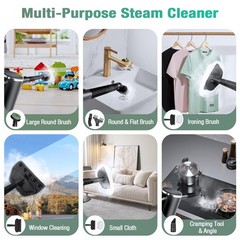 11-in-1 Steam Mop – Detachable Handheld Cleaner with Standard, Black