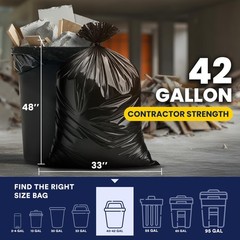 Plasticplace Contractor Trash Bags 42 Gallon 4.0 Mil Black Heavy Duty Garbage