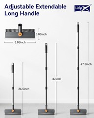 HelpX Small Floor Scrub Brush with Length Adjustable Long 1 Pack, Gray