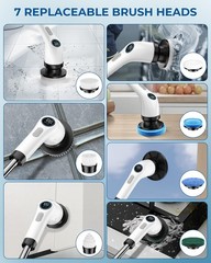 Electric Spin Scrubber, Rechargeable with 11 to 51 inches, Glossy White