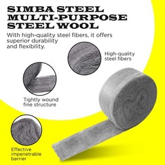 Steel Wool 3 x 16 FT Big Roll, Mice Control, Keep Home Safe Gap Fill, SIMBASTEEL