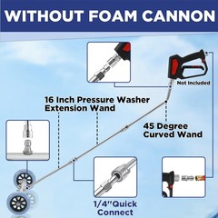 RIDGE WASHER Pressure Washer Undercarriage 16 Inch+Foam Cannon, Silver