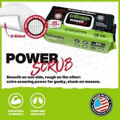 Crocodile Cloth PowerSCRUB Cleaning Wipes – 80 80 Count (Pack of 1), White