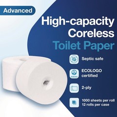 Tork 472881 2-Ply Advanced High Capacity Bath Tissue – White (12 Rolls/CT) New