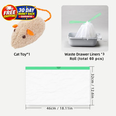 60 Count Self-Cleaning Cat Litter Box Liners Bags 60 (Pack of 1), White