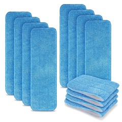 HOMEE Reusable Microfiber Mop Pads, 12 Pack 18″x 6″ Head Blue – 12