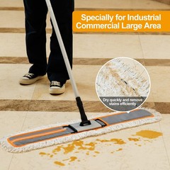 CLEANHOME 36″ Commercial Dust Mops for Floor Cleaning Heavy x 59″, Gray
