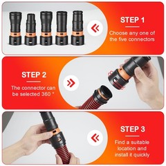 7-Piece Shop Vac Hose Adapter Kit for 1-1/4″ Hose, 1.25 inches, red black