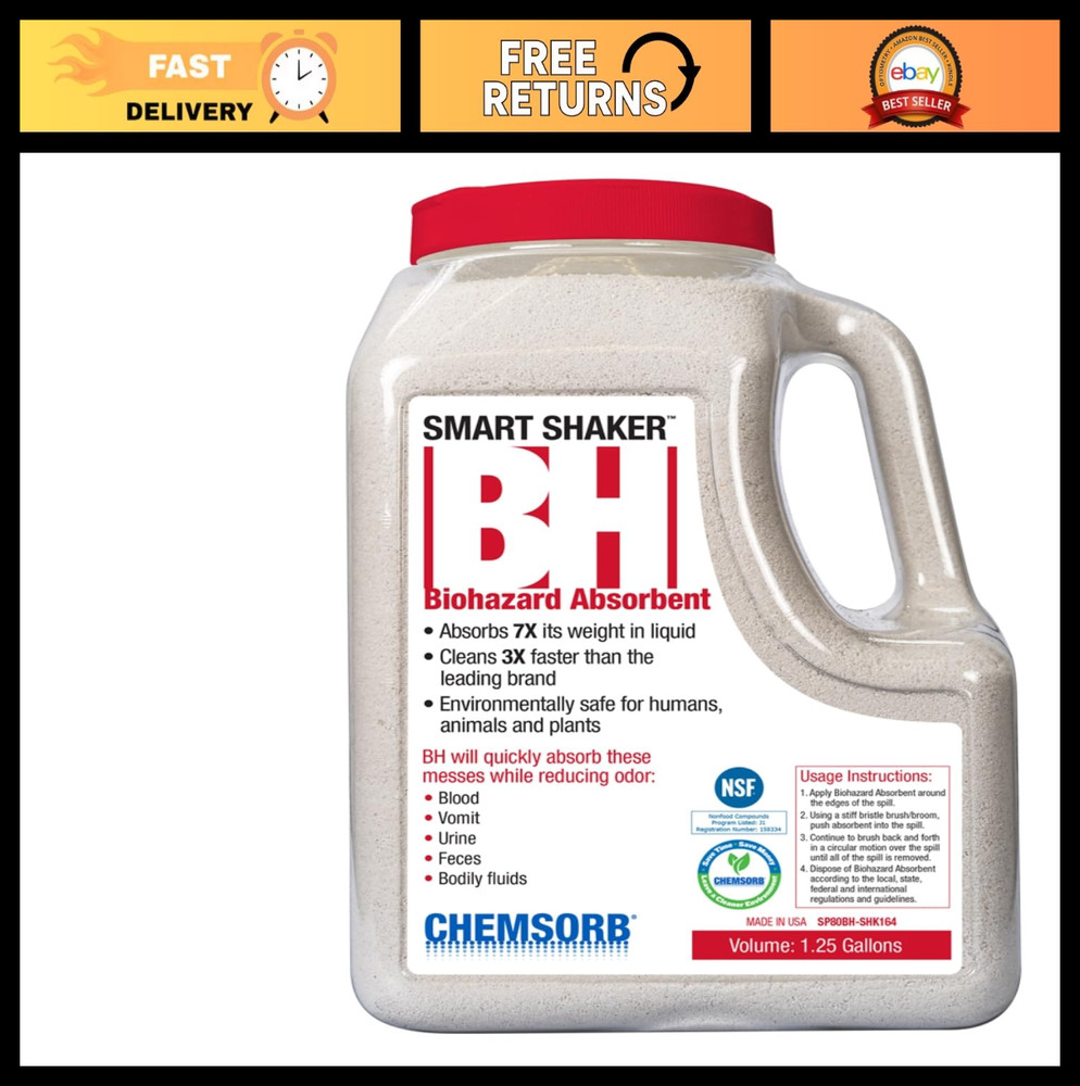 Biohazard Absorbent 1.25 Gallon Shaker – Spill Cleanup, Hazardous Waste Disposal