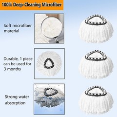 12Pack Spin Mop Replacement Heads,100% Microfiber Head 12Pack, White