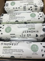 Honest Clean Conscious Wipes Fragrance Free 288 Wipes =4packs