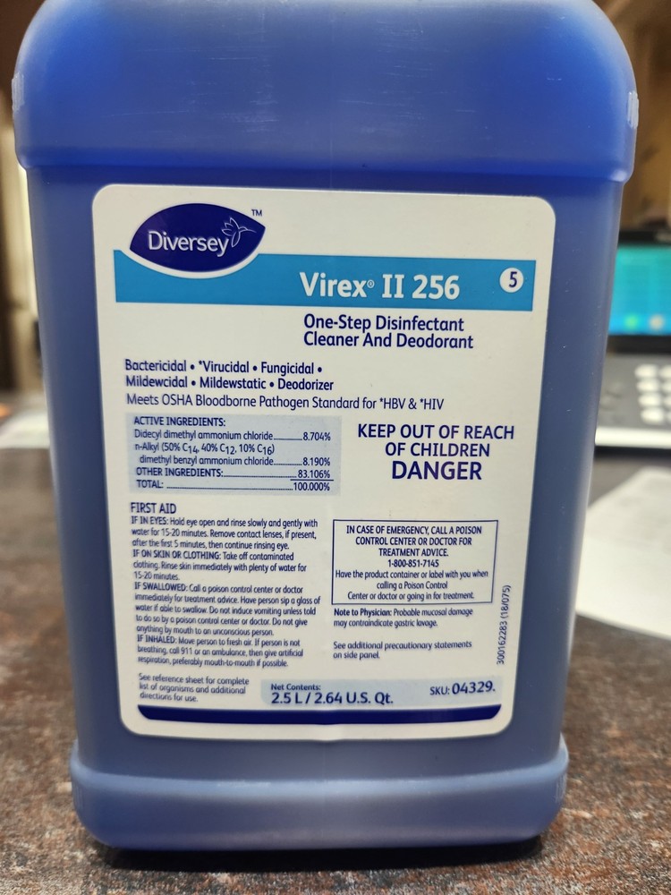 Diversey Virex II 256 One Step Disinfectant Cleaner&Deodorant 2.5L PART#04329