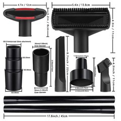 12PCS Universal Vacuum Attachment Kit Wet Dry Plastic 12PCS, Black