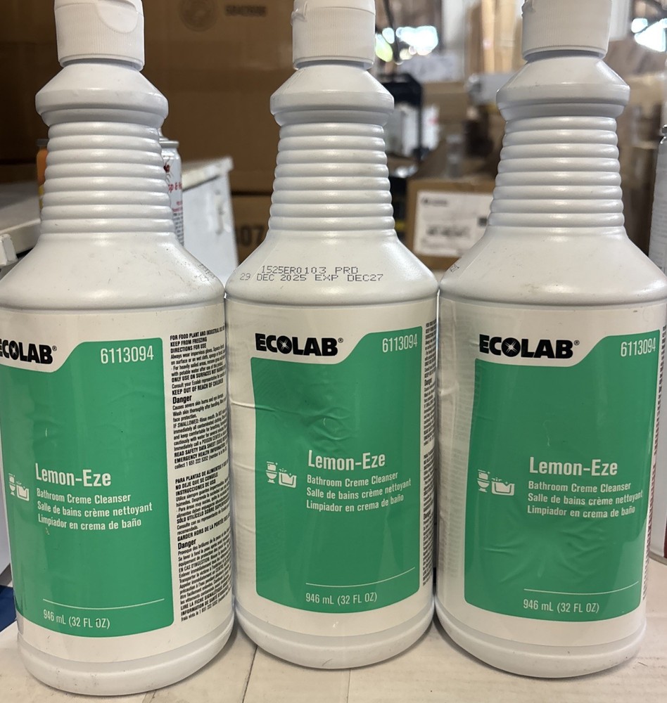 Three Bottles. ECOLAB Lemon-Eze Bathroom Creme Cleanser 6113094