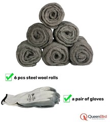 Steel Wool – #0 Fine Grade 6 Rolls 3ft/Each Steel Wool Pad Fill Fabric NEW