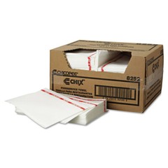 Chix 8252 13″ x 21″ Cotton Food Service Towels – White/Red (150/Ct) New