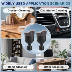 2-Piece Car Interior Detailing Brush Set with Soft Bristles f Color: Dark Gray