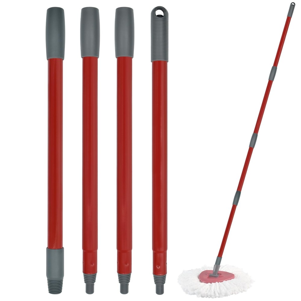 Mop Handle for Ocedar, O Cedar, Spin 4Section Iron, Red Iron