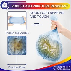 Okkeai 8 Gallon Kitchen Trash Bags Blue Garbage Bags Strong 30L Trash Can Bags