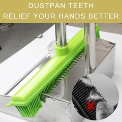 Rubber Broom and Dustpan Set,Pet Hair Removal Rubber Broom with Squeegee and Sta