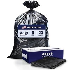Plasticplace Contractor Garbage Bags 55 Gallon Trash Bags Heavy Duty Big Black