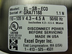 New Open Box Excel Hand Dryer XLERATOR XL-SB-ECO 110V/120V 50/60hz Stainless.