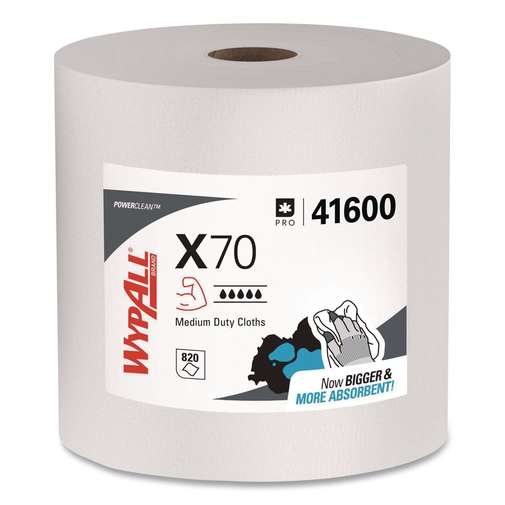 WypAll 41600 X70 12-1/2″ x 12-2/5″ Cloths – White, Jumbo (820 Towels/Roll) New
