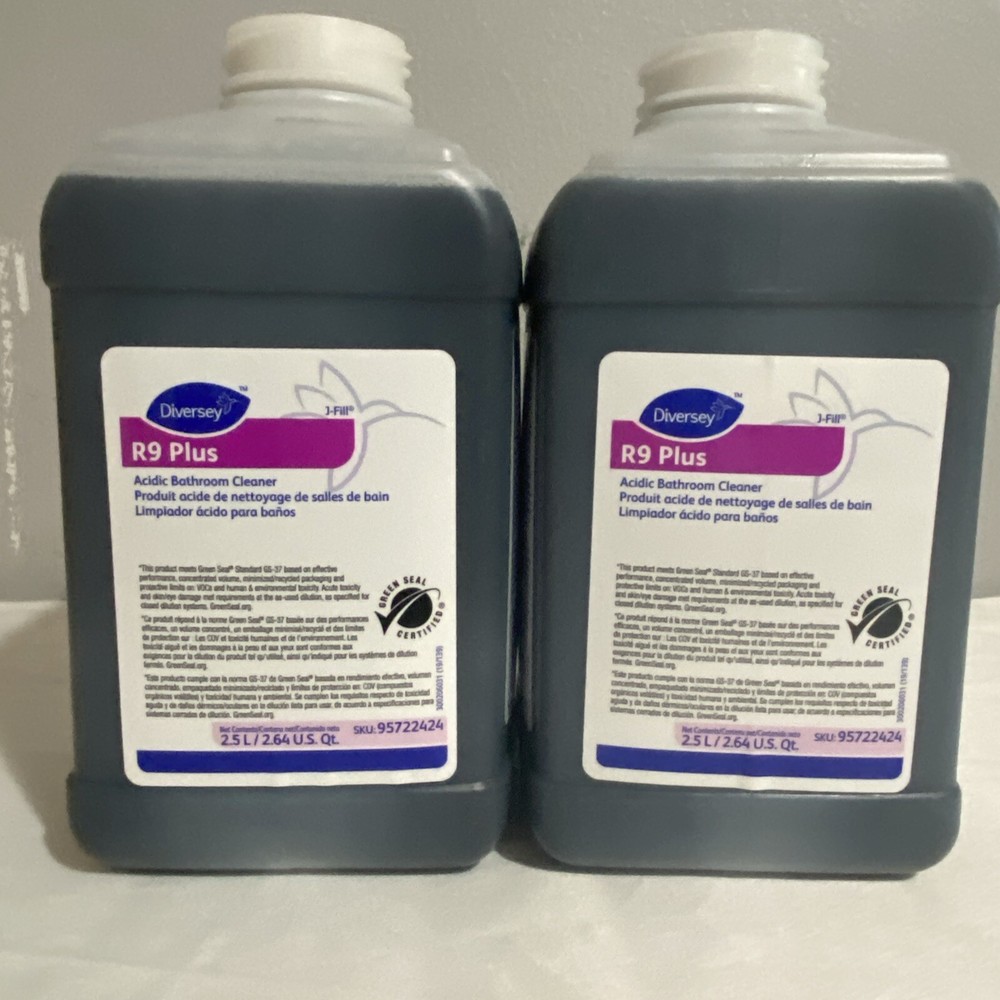 2 Diversey R9 Plus Acidic Bathroom Surface Cleaner 95722424 J-Fill 2.5 L