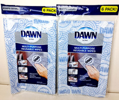 Dawn Ultra Multipurpose Reusable Wipes Lot of 2 Packs = 12 Wipes New in Packages