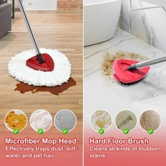 Spin Mop 1 Sets Stainless Steel Handle + 2 White Heads + 1 Base + 1 Brush