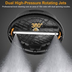 3600PSI 15″ Pressure Washer Surface Cleaner w/ 2 Extension Wand & Quick Connect