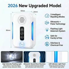 2026 Upgraded Ultrasonic Repeller Pest Indoor – Electronic 6 Pack, white