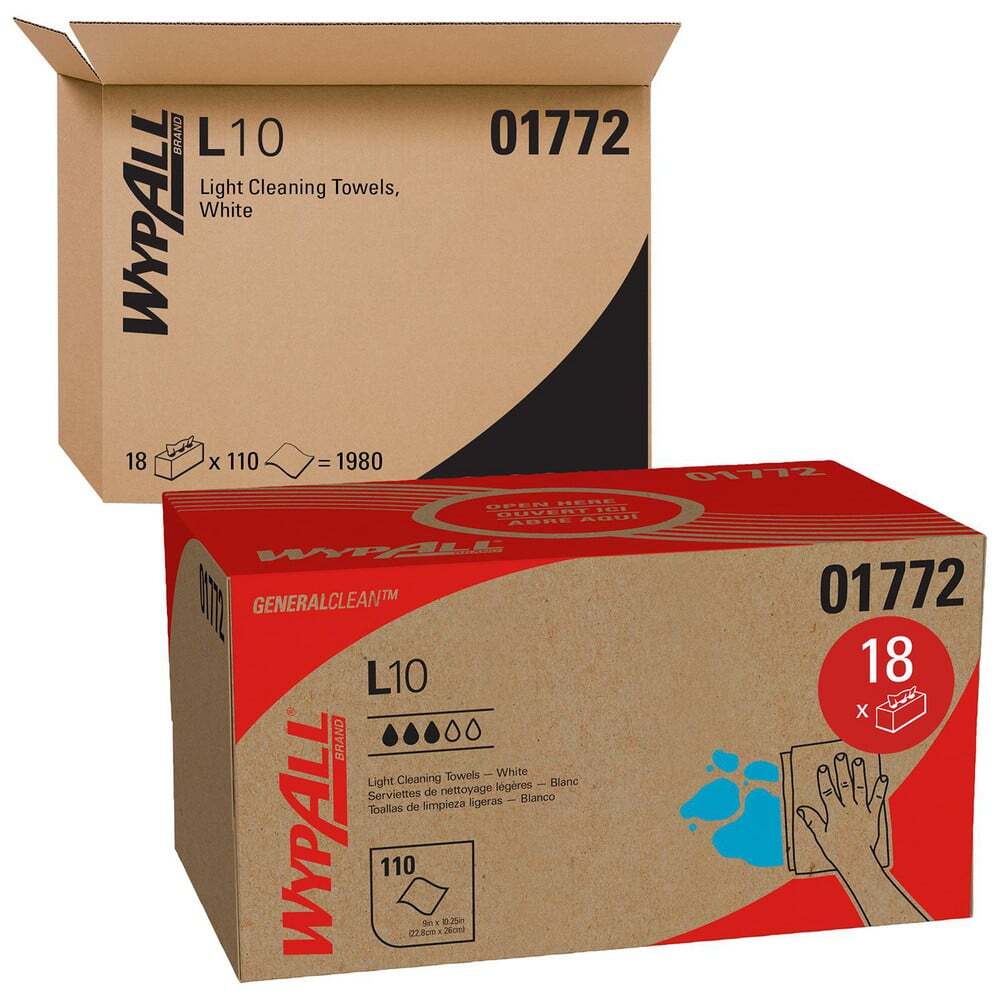 18 Pack WypAll SANI-PREP 110/BXWipes: Dry, Pop-Up, 9″ Sheet, White