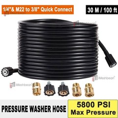 100 FT Pressure Washer Hose 1/4″ Replacement Power Wash Hose with Quick Connect