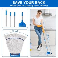 KeFanta Commercial Mop 60 inch Heavy Duty Industrial Wet Mops with Long Handl…