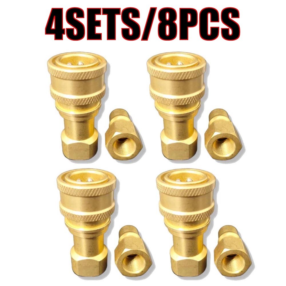 4 Sets Brass 1/4″ Quick Disconnect Coupler For Carpet Cleaning Wands Hoses Kit