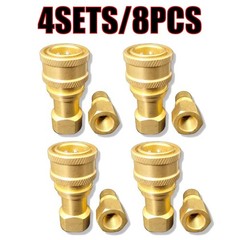 4 Sets Brass 1/4″ Quick Disconnect Coupler For Carpet Cleaning Wands Hoses Kit
