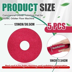 12″ Cleaning Orbiter Pads – 5 Pcs Commercial Floor Buffer & Scrubber for Hardwoo