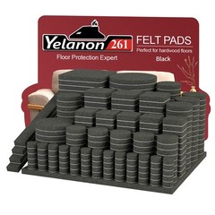 Yelanon Felt Furniture Pads for Hardwood Floors 261 pcs Mixed Black, Black