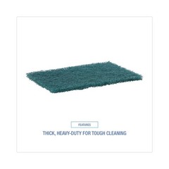 Boardwalk 186 6 in. x 9 in. Heavy-Duty Scour Pad – Green (15/Carton) New