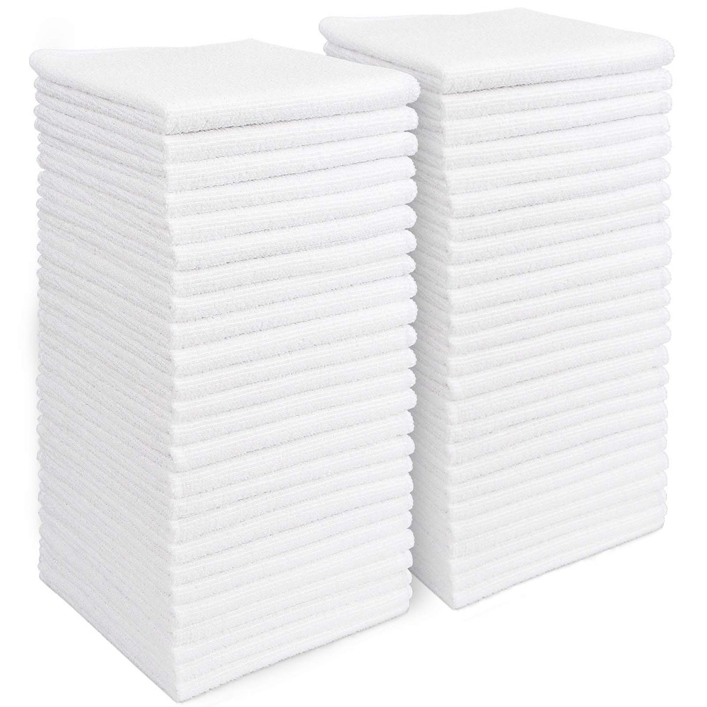 AIDEA Microfiber Cleaning Cloth White 50PK, 12 in. x 12 in.,