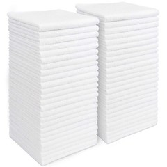 AIDEA Microfiber Cleaning Cloth White 50PK, 12 in. x 12 in.,