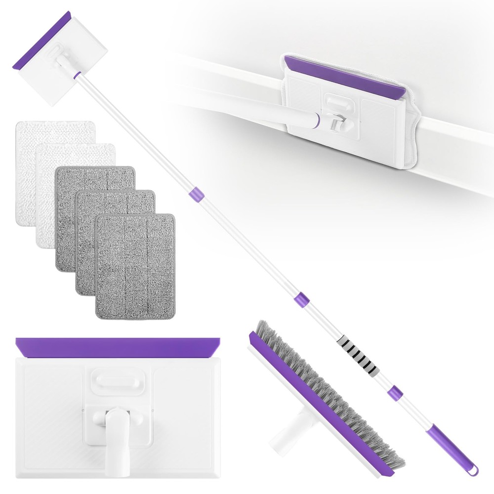 wlich Baseboard Cleaner Tool with Handle 2.0, Cleaner, White-purple