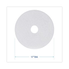 Boardwalk® Standard Polishing Floor Pads, 17 Diameter, White, 5/Carton