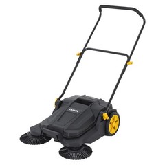 25.6″ Walk-Behind Hand Push Floor Sweeper ,Manual Sweeper w/ 5-Gallon Waste Bin