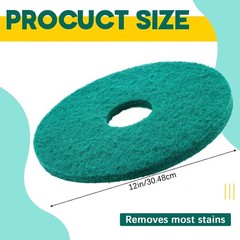 2 Pcs 12 Inch Green Non-Woven Floor Buffing Pads for Commercial Cleaning