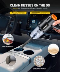 EWEMAX Car Vacuum Portable Cordless, High Power Suction & Blower, Fog Black
